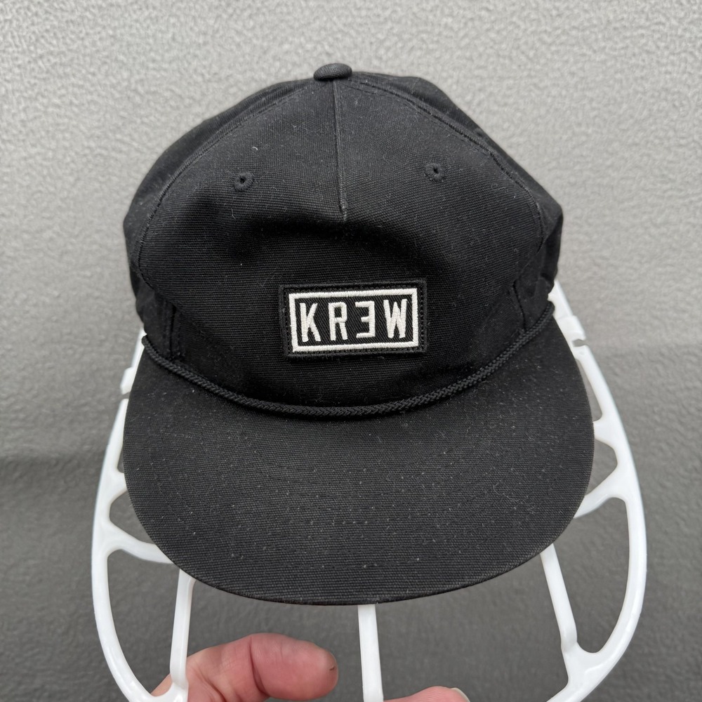 KR3W Hat Cap Snap Back Black Rope Patch Logo Mens One Size Skate Streetwear